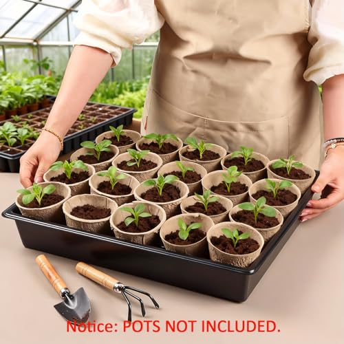 RooTrimmer 20 Pack Nursery Pots Trays (16.5"x13.2"x2.8"), Plastic Seed Starter Trays, Durable Carrying Seedling Starter Tray, Reusable Tray for Planting and Collecting Drainage Water (Black) - size: 16.5" x 13.2" x 2.8" Tras - 20P
