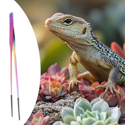 Reptile Feeding Tongs Stainless Steel Silicone Tip Aquarium Tweezers Terrarium Clamp Feeder Tool Water Grass Clip Suitable for Fish Tank Small, Straight - color: Straight