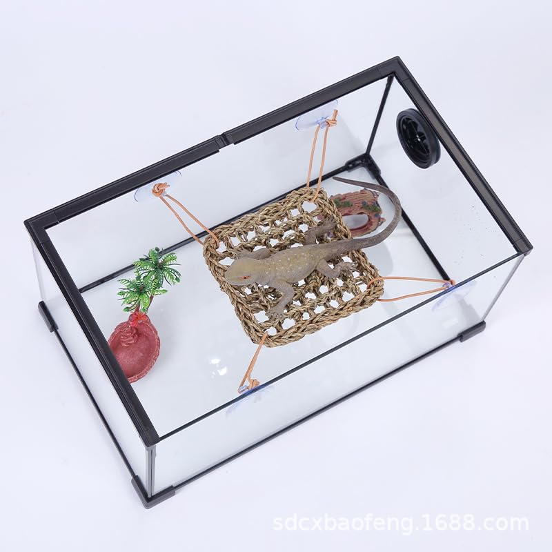 Hermit Crab Climbing Toys,Hermit Crab Accessories for Live Hermit Crab Chameleon Hamster Guinea Pig Seagrass Hammocks and Reptile Ladder Bridge Set with Small Brush