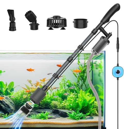 fishkeeper Electric Aquarium Gravel Cleaner, 6 in 1 Automatic Fish Tank Cleaning Tools Gravel Vacuum for Aquarium, Suitable for Water Change Wash Sand Water Circulation Adjustable Flow (25W, 265GPH)