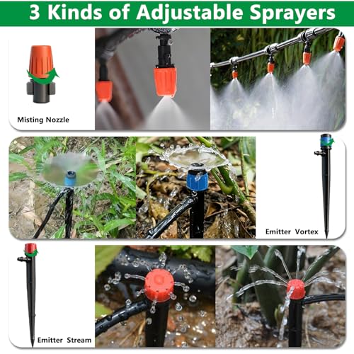 135PCS 240FT Drip Irrigation System Set, Automatic Drip Irrigation Kit for Greenhouse, Yard, Lawn, Plant, with 1/2 inch Hose, 1/4 inch Distribution Tubing and Accessories - size: 135PCS-240FT Irrigation Kit