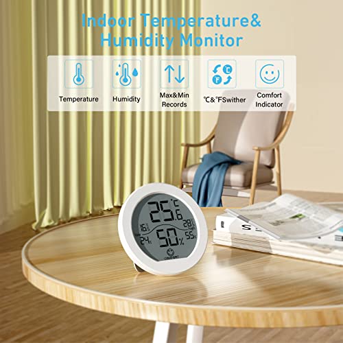 SECRUI Digital Hygrometer Thermometer for Room Temperature Humidity Meter Indoor Thermometer Accuracy Calibration LCD Temperature Sensor with Maximum and Minimum Records, TH1, White (Pack of 2) - color: White, size: TH1x1 (Pack of 2)