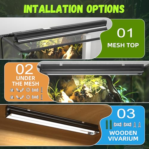 GlowUp 22inch 24W T5 5.0 UVB Light for Reptiles Light Fixture Combo Kit Reptile Lamp Tube Terrarium Hood UVB Light for Bearded Dragon Rainforest Dwelling Reptiles, Chameleons, Iguanas, Turtles