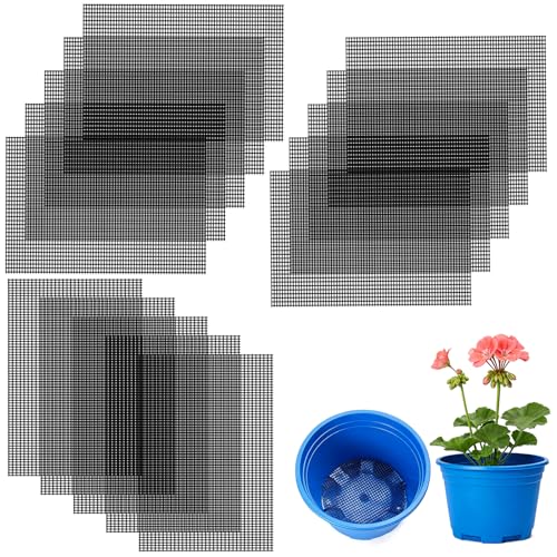 15PCS Flower Pot Mesh Pads, Plastic Bonsai Drainage Screens for Planters | Easy Cut, PE Material, Soil Retention, Fast Drainage, Fits Most Planters, Indoor Outdoor Gardening