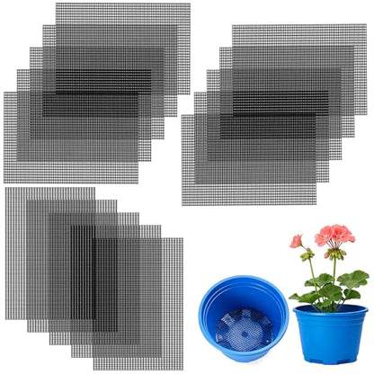 15PCS Flower Pot Mesh Pads, Plastic Bonsai Drainage Screens for Planters | Easy Cut, PE Material, Soil Retention, Fast Drainage, Fits Most Planters, Indoor Outdoor Gardening