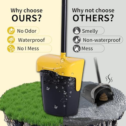 ienjoyed Pooper Scooper Large Swivel Bin & Rake with 160 Waste Bags,Heavy Duty Dog Pooper Scooper with Bag Attachment for Dogs, Long Handle Poop Scooper with Lid for Yard, Grass, Gravel(Yellow) - color: Yellow