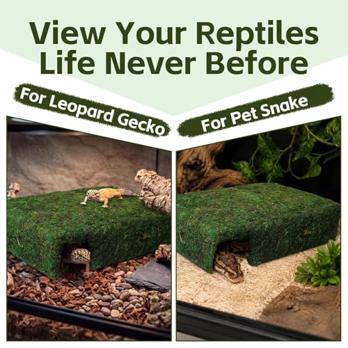 L Size Green Moss Cave Hide, Reptile Shelter for Gecko Snake - color: L Green