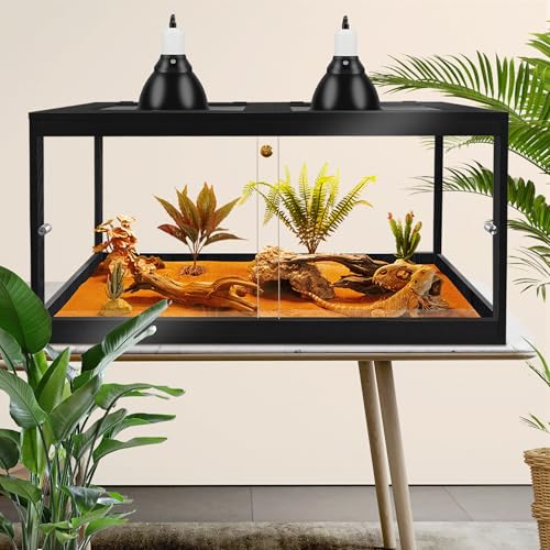 Retile Tank,Bearded Dragon Tank,Lizard Tank with Metal Mesh Roof Door, Acrylic Panel Snake Tank with Lock Design - color: Black, size: 60 Gallons