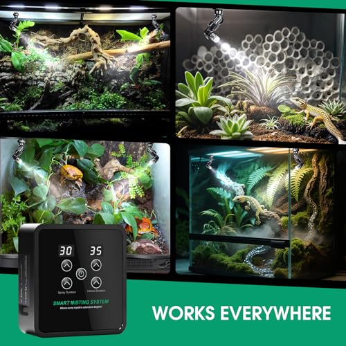 Reptile Mister Humidifier Reptile Mister System with Timer Auto | Terrarium Misting System Reptile Fogger for Chameleons, Snakes, Frogs, Lizards & Turtles - color: C-Black