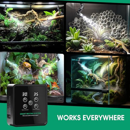Reptile Mister Humidifier Reptile Mister System with Timer Auto | Terrarium Misting System Reptile Fogger for Chameleons, Snakes, Frogs, Lizards & Turtles - color: C-Black