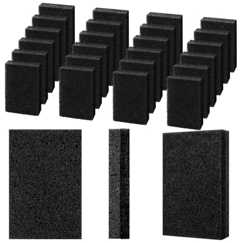 24 Pack Cleaning Pad Fish Tank Maintenance Tool 4 x 6 Inches Double Side Pad Aquarium Cleaning Sponge for Glass Acrylic Turtle Fish Tank Supplies (Black)