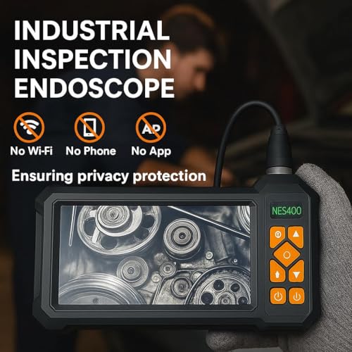 49.2 Feet Inspection Endoscope Camera with Light, 1080P HD Borescope Camera with Light, 4.3" IPS Screen, IP67 Waterproof Sewer Borescope, 49.2Ft Semi-Rigid Cord Drain Pipe Endoscope Cool Gadgets Tool - size: 49FT