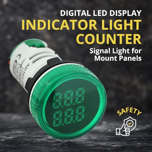 Digital Led Display Indicator Light Counter 22mm, Measuring Range 0-99999, Signal Light for Mount Panels - AD101-22CT Model, Circle Panel, Green (3 Pack) - style: Green - Counter