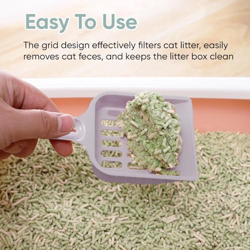 2 Pcs Cat Litter Scoop, Strong Cat Poop Scoop, Plastic Cat Litter Tray Scoop, Poop Scoop Cat Litter, Pooper Scooper Cat Handy Sand Sifter Poop Sieve Cleaning Tool Cat Scoop Set, (Blue and Purple)