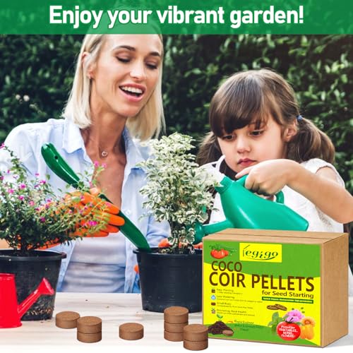 50 Pcs 40mm Coco Coir Pellets Seed Starter Soil Mix- Organic Coconut Coir Potting Soil Pods for Seedling, Coco Peat Soil Discs for Indoor & Outdoor Plants Bonsai Herbs Vegetables and Flowers - size: 40mm