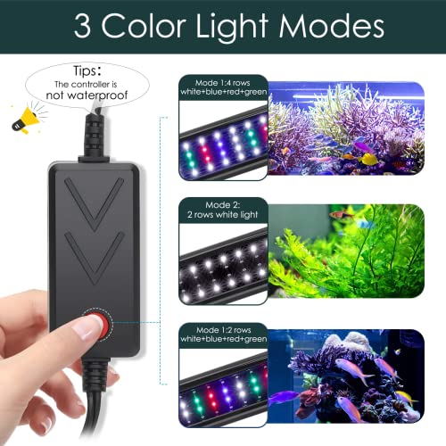 AQQA Aquarium Light,Full Spectrum LED Fish Tank Lights | 12"-54" Adjustable Multi-Color White Blue Red Green LEDs with Extendable Brackets,14W-31W for Freshwater Plants 28W (36"-48") - size: 28W (36"-48")