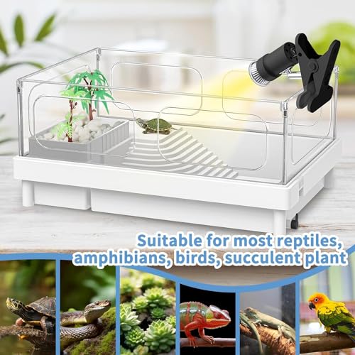 Moonorange Reptile Heat Lamp, Rotatable UVA/UVB Light with 2pcs Basking Bulbs (25W + 35W), Suitable for Turtle, Lizard, Bearded Dragon, Snake, Reptiles (Black) - color: A Lamp Kit (Black)