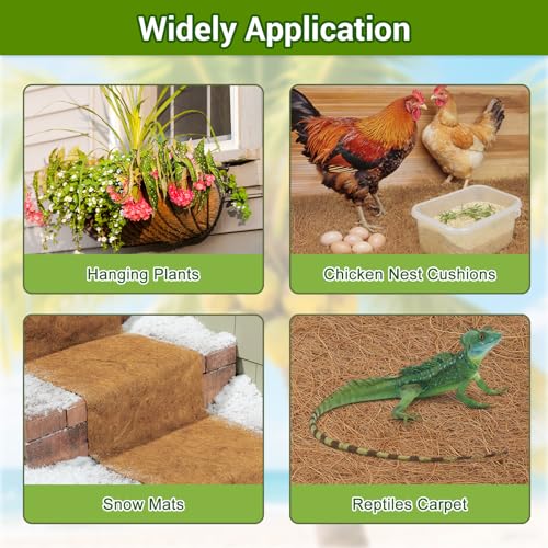 Coco Liner Roll 24x160 Inch, Natural Coconut Liners for Planter Flower Basket, Thick Coco Fiber Mat for Hanging Basket, Garden Decoration, Animal Pet Pads, Reptile Carpet - size: 24 x 160 inch