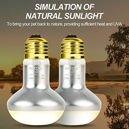 WACOOL 4 Pack Heat Lamp Bulbs for Reptiles, 75W Intense Basking Spot Lights, Simulate Daytime Sunshine Heat Bulbs, UVA Daylight - style: 75W-4pack
