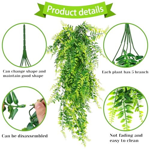 QUOZUO Bearded Dragon Tank Accessories, Terrarium Hanging Plant Vines Artificial Leaves Reptile Hide, Bridge Jungle Climber Reptile Vines for Snakes Bearded Dragon Chameleon Gecko Lizard
