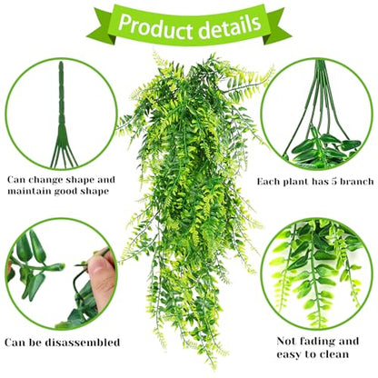 QUOZUO Bearded Dragon Tank Accessories, Terrarium Hanging Plant Vines Artificial Leaves Reptile Hide, Bridge Jungle Climber Reptile Vines for Snakes Bearded Dragon Chameleon Gecko Lizard