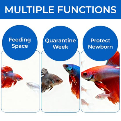 2 Pieces Breeder Box for Fish Tank, Floating Plastic | Aquarium Isolation Box, Mesh Fish Nursery Separator Tank Hatchery Incubator for Shrimp, Betta, Clownfish, Guppy, 2-Piece Set