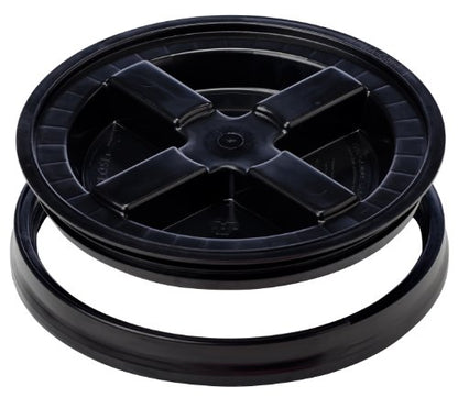 GAMMA2 Gamma Seal Lid - Pet Food Storage Container Lids - Fits 3.5, 5, 6, & 7 Gallon Buckets, Black, Made in USA