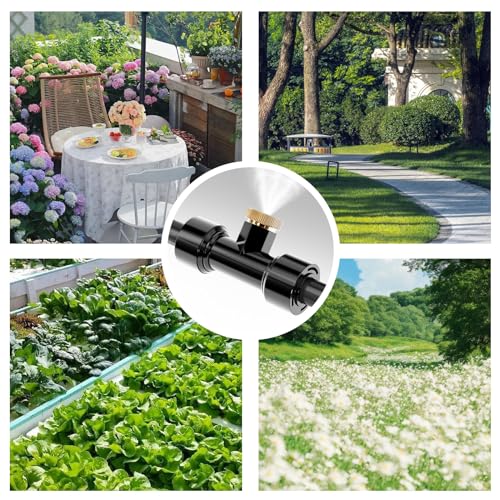 Misting Nozzles Kit Include 36 Pcs Misting nozzle 30 Pcs Misting 6 Pcs Plug nozzle tees for Outdoor Spray Cooling System (72 Pieces) - size: Brass