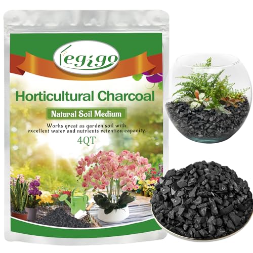4QT All Natural Horticultural Charcoal- Activated Hardwood Plant Charcoal for Soil Amendment, Conditioning Bonsai Soil, Succulent, Terrarium Supplies, Indoor Plant Potting Soil - color: 4 QT