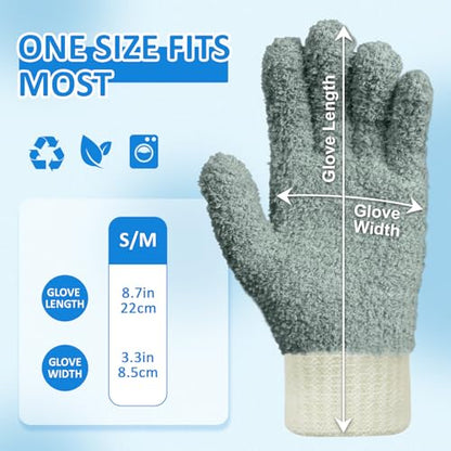 MIG4U Microfiber Dusting Gloves House Cleaning Glove for Blinds, Windows, Shutters, Furniture, and Car, Reusable Lint-Free Gray 2 Pairs S/M - color: Gray 2 Pairs, size: Small-Medium