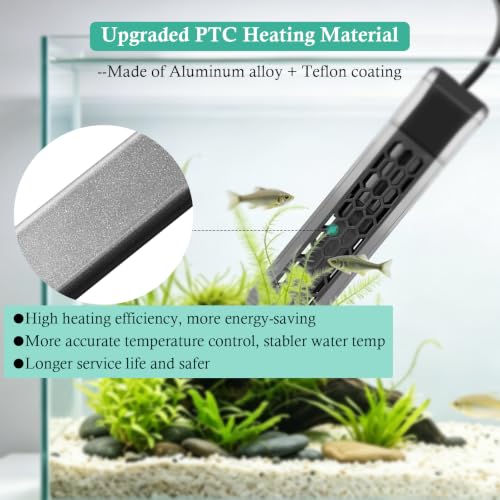 HITOP Aquarium PTC Heater with Controller: 200W 300W 400W Digital Heater for Fish Tank and Turtle Tank 40-100Gallon, with Protective Cover