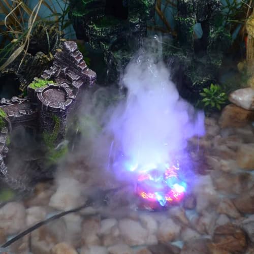 Adjustable Mist Maker with LED and Splash Guard, Fogger Water Fountain Pond Fog Machine Atomizer Air Humidifier, 350ml/H, Water Feature, Halloween and Other Holiday Decorations., Small, Black | Small Adjustable Atomizer Air Humidifier, Halloween and Other