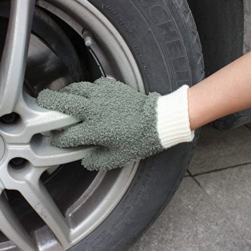 MIG4U Microfiber Gloves - Dusting Gloves for House Cleaning - Washable Blind Cleaner Duster Tool (Gray,S/M) - color: Gray 1 Pair, size: Small-Medium