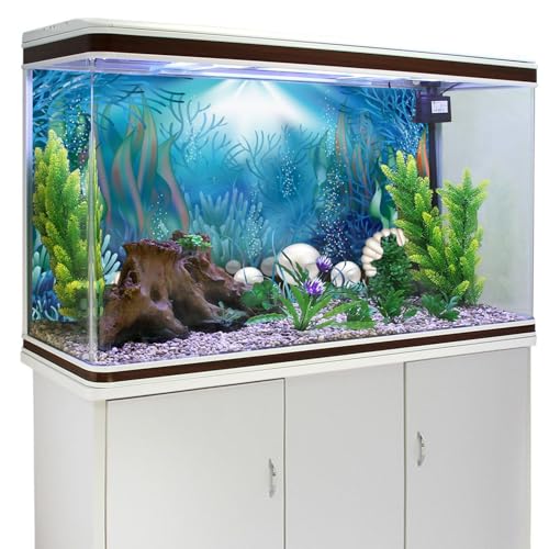 AWERT Vinyl 24x16 inches Underwater World Aquarium Background Aquatic Plants Coral Pearls Fish Tank Background Tropical Terrarium Background | AWERT Tropical Aquatic Plants Vinyl Terrarium Background - size: 24x16in/60x40cm