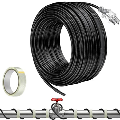 Pawfly 50 FT Heat Tape for Water Pipes, 8 W/ft 120 V Pipe Heating Cable, Self-Regulating Heating Trace for Pipes Freeze Protection, Roof Heat Cable for Pipe Roof Gutter, Keep Water Flowing at -40 °F - style: 50 ft