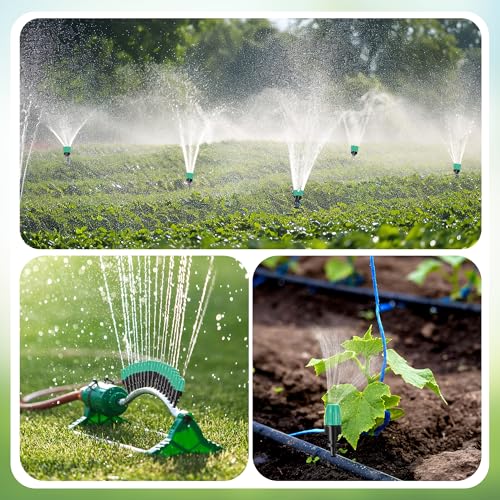 50 Pcs 1/4" Misting Nozzles Drip Irrigation Spray Emitters | Adjustable Flow 1/4 Inch Drip Irrigation Atomizing Nozzles Irrigation Sprinkler Heads for Garden Irrigation Misting System - color: Barbed Spray