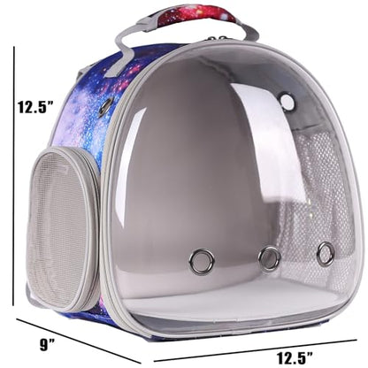 Guinea Pig Carrier Backpack, Bearded Dragon Backpack, Reptile Lizard Clear Space Capsule Bubble Astronaut Window Backpack Carrier for Bunny Hedgehog Rabbit Hamster (Galaxy Blue) - color: Galaxy Blue