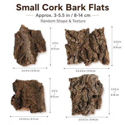Homoyoyo 4Pcs Cork Bark for Reptiles, Natural Tree Bark Flats 3-5.5 in, Small Reptile Hide and Terrarium Decor for Leopard Gecko Tank, Jumping Spider, Isopod, Frog, Toad Enclosure
