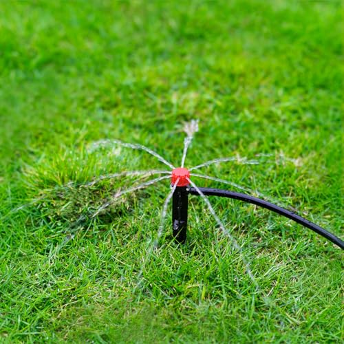 50pcs Adjustable Drip Irrigation Emitters: Garden Drippers for 1/4" Tubing | 360 Degree Water Flow, 5-Inch Arrow Stake, for Garden/Lawn/Planter Beds, Compatible with 4-7mm Tubing, Diy Watering System - size: 50pcs Drip Emitters for 1/4" Tubing