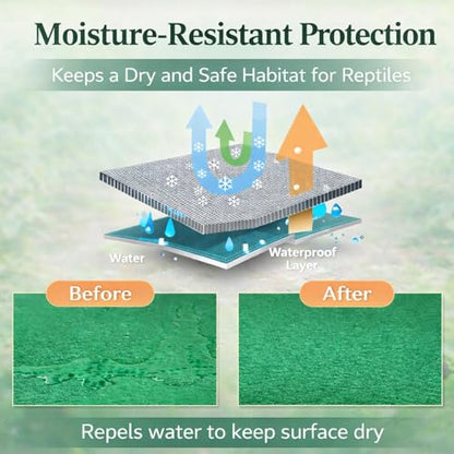 HERCOCCI 2 Pack Reptile Carpet, 39’’ x 20’’ Terrarium Bedding | Substrate Liner Reptile Cage Mat Tank Accessories for Bearded Dragon Lizard Tortoise Leopard Gecko Snake (Green) - color: Green