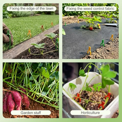 150 Pcs Reusable U-Shaped Plastic Garden pins Serve as Secure Anchor Clips for Plant cuttings, Effectively Supporting Strawberry Runners and Vines to Promote Rooting.