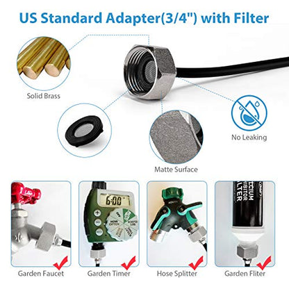lifeegrn Misting Cooling System, Outdoor Misting System for Patio, 82 FT Misting Line+21 Mist Nozzles+3/4" Brass Adapter,Outdoor Mister System for Patio Garden Trampoline Greenhouse - size: 82 FT