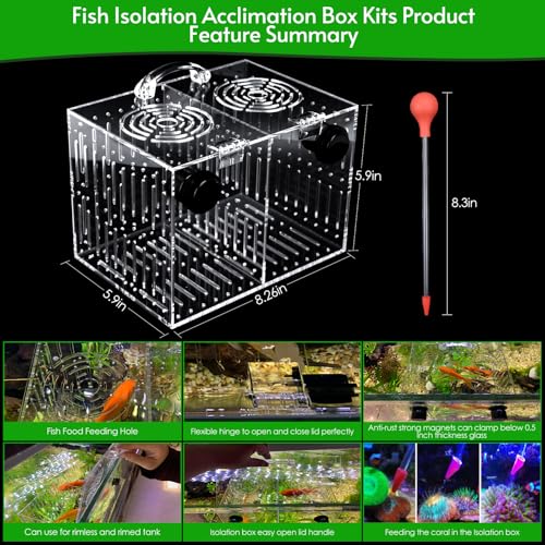 Magnet Acclimation Box for Saltwater Fish Quarantine Aquarium Isolation Box for Aquarium Fish Anemone Reef Coral - size: 8.26 Inch*5.9 inch*5.9 Inch