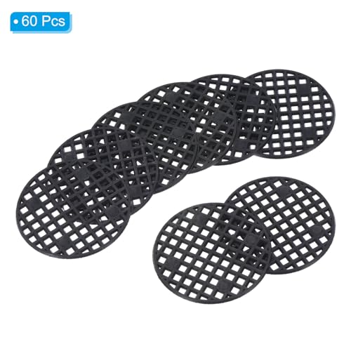 PATIKIL Flower Pot Hole Mesh Pad, 60Pcs 1.8 Inch/4.5cm Round Rigid Bonsai Drainage Mesh Grid Screen Bottom Grid Mat for Garden, Black - color: Black