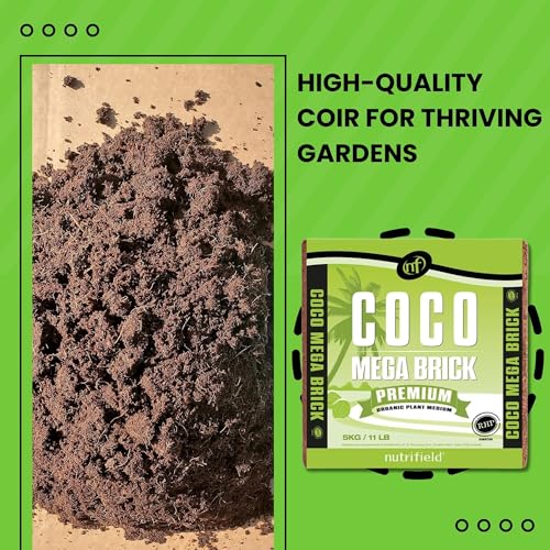 Coco Mega Brick 5kg | Compressed Coconut Coir Block Expands to 55L | Premium Quality Hydroponic Growing Medium, Pre-Buffered, Low EC Substrate for Indoor Outdoor Plants