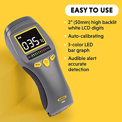 General Tools LCD Moisture Meter #MM8 - Leak and Humidity Detector - Pinless and Non-Invasive - size: MM8