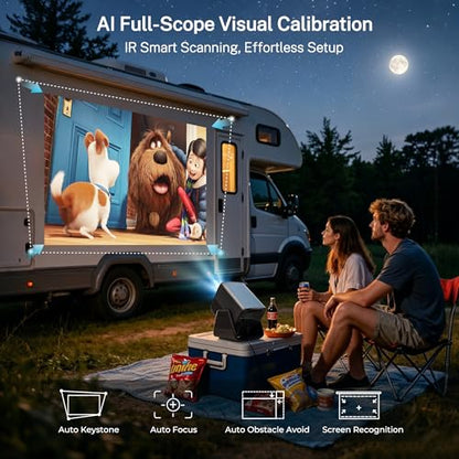 2000 ANSI Google TV-Licensed Projector, 4K/8K Input Support, Dual 36W Dolby | Native 1080P Projector with WiFi and Bluetooth, Voice Remote, AI Auto Focus, 125% sRGB, HDR10, 90° Stand, 200" Display X5 Pro