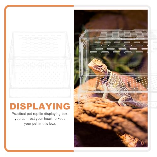 UKCOCO Acrylic Insect Feeding Box with Lid for Breeding Reptiles, Mealworm Habitat Container Suitable for Tarantula and Snake Enclosures