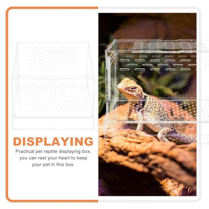 UKCOCO Acrylic Insect Feeding Box with Lid for Breeding Reptiles, Mealworm Habitat Container Suitable for Tarantula and Snake Enclosures