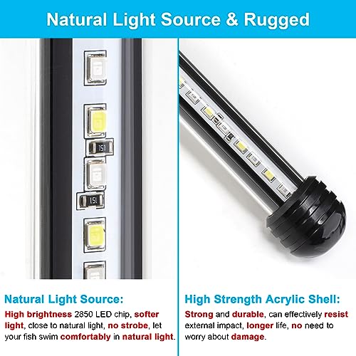 DaToo 4W 7.5inch Submersible Aquarium Light Underwater Fish Tank Light LED Aquarium Light Bar with Timer Auto On/Off and Dimmer Adjustable Brightness, 1 Yr Warranty - size: 4W 7.5inch (With Timer&Dimmer)